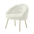 thumbnail image 3 of Denby White Faux Fur Accent Chair - Gold Powder Coated Metal Leg, ,, 3 of 9