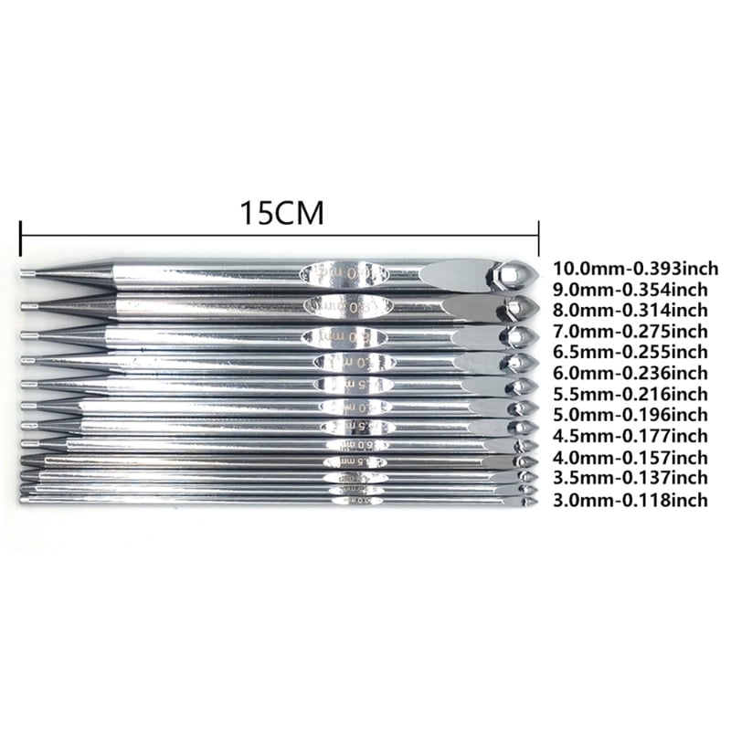 Zecic 12Pcs Tunisian Crochet Hook Set Tunisian Afghan Knitting Hook Needle 3.0mm-10mm