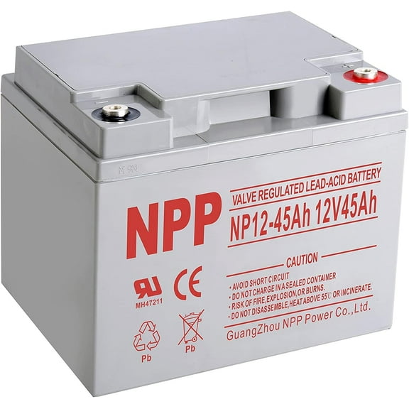 NPP NP12-45Ah(T14, Button Terminal) 12V 45Ah Battery Rechargeable Replace 12 Volt 33AH 34AH 36AH in Series 24V 36V 48V Wheelchair,PV Solar Panels Bat-Caddy X3R Golf Caddy