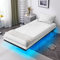 UBesGoo Floating Bed Frame Twin with USB Charging Station/LED Lights, 14'' Platform Bed Frame Heavy Duty Metal Bed Twin Size for Kids Teens & Adults, No Box Spring Needed,Black
