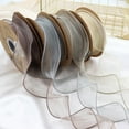 thumbnail image 6 of Farfi 1 Roll Organza Ribbon Wavy Beautiful 2 Yard Multi-functional Transparent Chiffon Mesh Ribbon Holiday Supplies (Champagne), 6 of 13