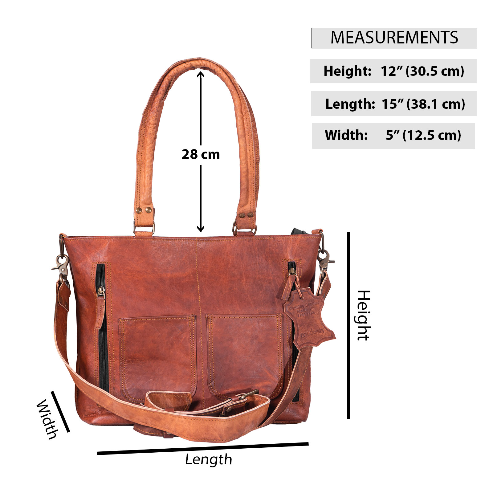 Madosh Womens Tote Handbag Genuine Leather Shoulder Purse Satchel Crossbody Ladies Brown Bag - image 3 of 6