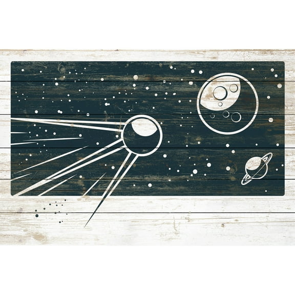 Marmont Hill - "Sputnik's Orbit" Painting Print on White Wood