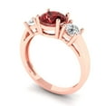 thumbnail image 2 of 1.5 ct Round Cut Natural Garnet 3 Stone 14K Rose Gold Womens Engagement Ring, 2 of 4