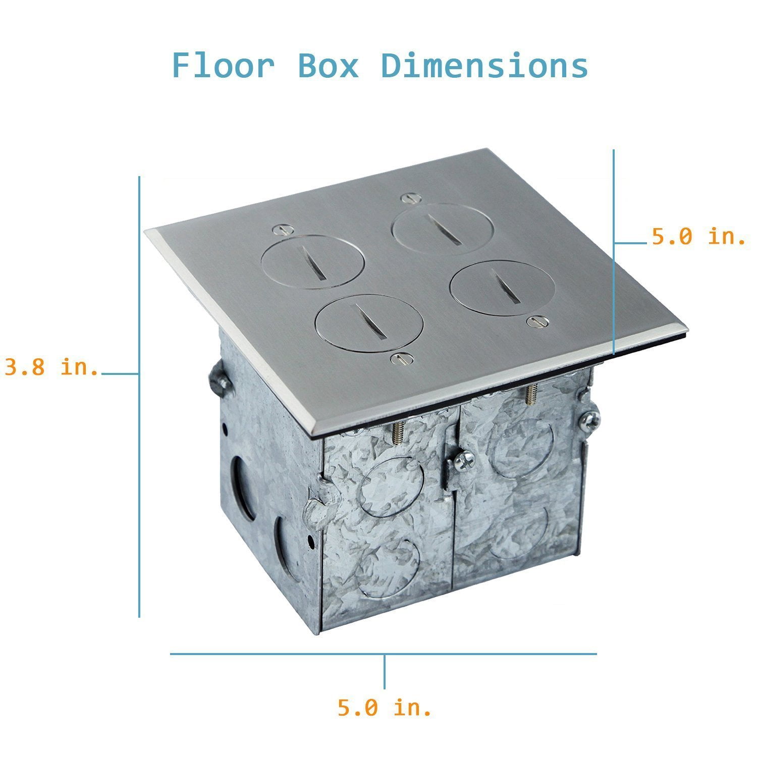 Enerlites 975510-SS, Floor Box 2 Gang Kit, 20A Tamper / Weather Resistant Duplex Receptacle, UL Listed - Stainless Steel