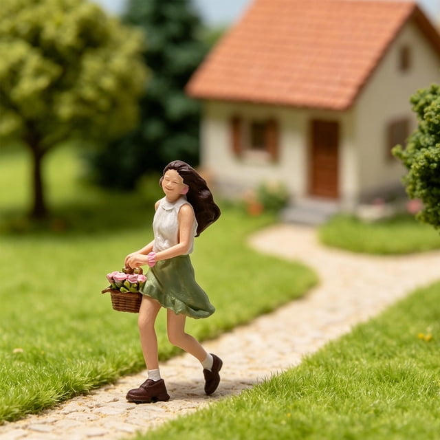 Figura de niña a escala 1:64, mini muñeca, personaje de película, accesorios para maquetas de paisajes, pintada a mano, modelo de diminutas,
