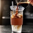 thumbnail image 5 of Iced Coffee Cup Reusable Glass Tumbler with Straw and Lid Reusable Iced Coffee Cup with Silicone Sleeve for Travel Daily Use Gift for Coffee Lovers, 5 of 8
