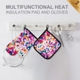 thumbnail image 4 of Yayeee Oven Mitts and Pot Holder Set of 2 Heat Resistant Kitchen Gloves Baking Hot Pad, Purple Colorful Circles, 4 of 5