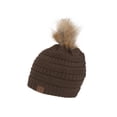 thumbnail image 1 of Gravity Threads Bonnet en Tricot Torsadé avec Pompon en Fausse Fourrure, Olive, 1 of 2