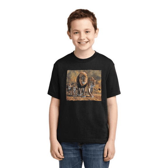 Distressed African Lion Family Desert Animal Lover Boys Graphic Youth T-Shirt