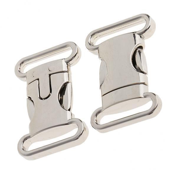 2x2 Piezas de Metal, Hebilla de Liberación Lateral, de Cordón, Collar para Mascotas, Plata, 3,5x2,0 Cm