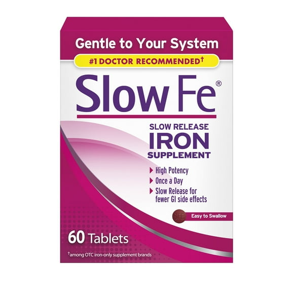 Suplemento de hierro Slow Fe 45 mg para la deficiencia de hierro 60 comprimidos