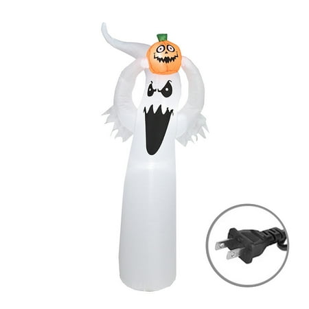 Jasmine Inflatable White Ghost Spooky Lighted Doll with Pumpkin Yard ...