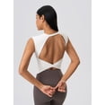 thumbnail image 6 of IDOPIP Women Twist Back Workout Top with Built in Bra Cap Sleeve Pilates Yoga Crop Open Back Sports Top Athletic Gym Tight Shirt, 6 of 7