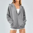 thumbnail image 6 of Sopiago Zip Up Hoodie Women Long Sleeve Sweatshirts Fall Outfits 2024 Oversized Hoodies Casual Fashion Jackets Grey,L, 6 of 7