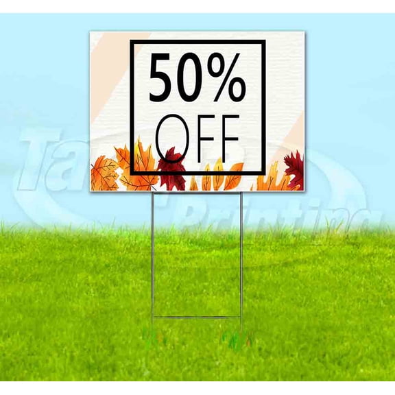 50% Off Autumn Sale (18" x 24") Yard Sign, Includes Metal Step Stake