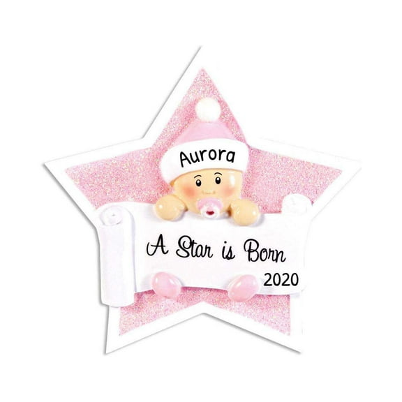 Ornaments by Elves Personalized Star Is Born Baby Girl Ornament Holiday Christmas Decorations .25lbs