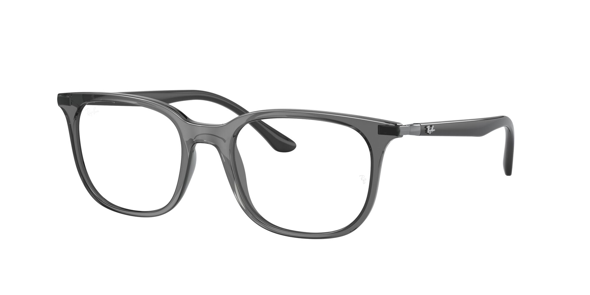 Ray-Ban Men's Size 52 Square RB7211 Optics Prescription Eyeglasses with Case, Transparent Grey/Demo Lens