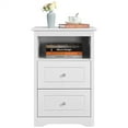 thumbnail image 1 of Yaheetech End Table Side Table with 2 Drawer and Cubby,White, 1 of 8
