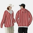 thumbnail image 5 of Picia Stripes Red White Women's Men's UPF 50+ Sun Protection Hoodie Shirt Long Sleeve SPF Fishing Outdoor UV Hiking Lightweight Shirts-3X-Large, 5 of 9