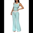 thumbnail image 3 of Conjuntos de 2 Piezas para Mujer, Conjuntos de Estar por Casa, Camisetas de Tirantes A Rayas, Pantalones de Pierna , Conjuntos de Chándal, Conjuntos Combinados Azul M, 3 of 9