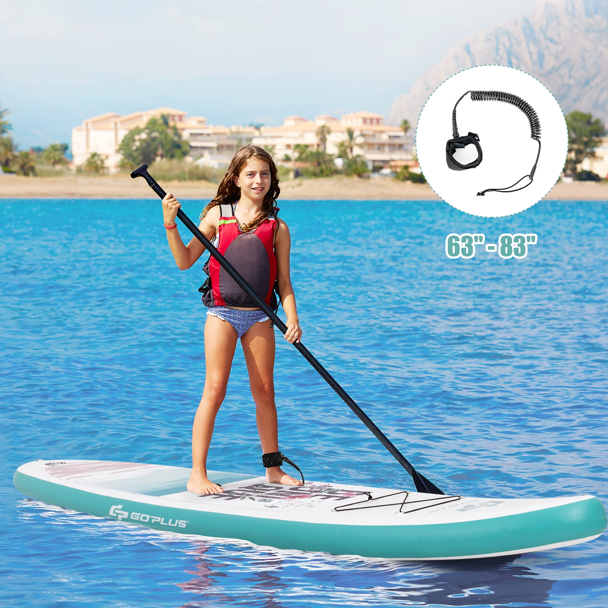 Goplus 10.5' Inflatable Stand Up Paddle Board Surfboard W/ Aluminum Paddle Pump Green