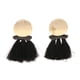 thumbnail image 2 of Pendientes bohemios con borlas, pendientes tipo botón, colgantes, de lana, con forma circular, llamativos para mujer Negro, 2 of 9
