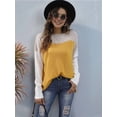 thumbnail image 3 of Women'S Oversized Colorblock Sweater - Crew Neck Rib-Knit Drop Shoulder Long Sleeve Pullover Top Yellow S, 3 of 8