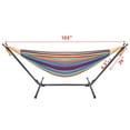 thumbnail image 3 of Ktaxon Patio Outdoor Double Hammock Stand Set Portable Bag Colorful, Little Colored Stripes, 3 of 10