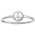 thumbnail image 2 of Bling Jewelry Womens Minimalist Sterling Silver Ring Stackable Midi Knuckle Band with Peace Sign, 2 of 5