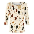 thumbnail image 6 of JTZGDY Plus Size Womens 3/4 Sleeve Tops Vintage Floral Printed Summer Graphic T-Shirts Loose Oversized Crewneck Tunic Blouse Fashion 2025 Outfit Clothes Beige XXL, 6 of 6
