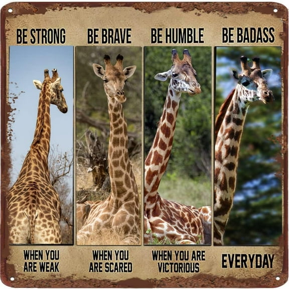 Vintage Wall Decor Giraffe Sign,Motivational Quote Sign,Vintage Wall Art,Animal Retro Tin Signs,Kitchen Decor Vintage Metal Tin Sign ,Wall Decor For Bars,Restaurants,Cafes,Home Beer 12x12 Inches