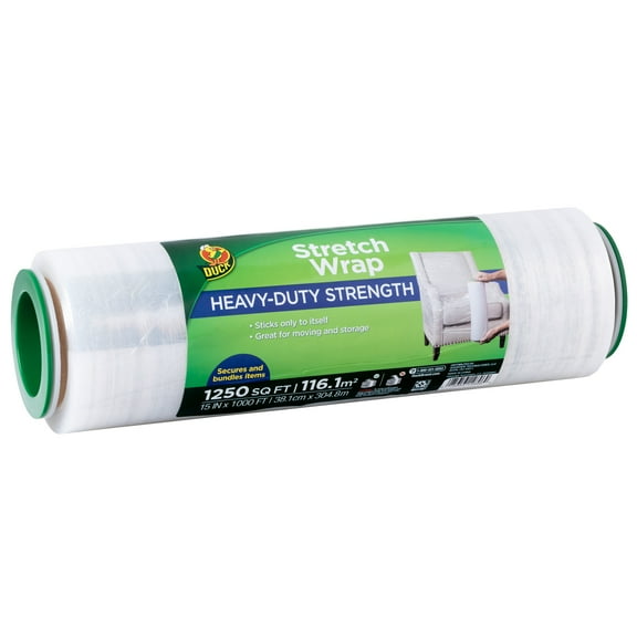 Duck Heavy-Duty Stretch Wrap Plastic Film,15 in. x 1,000 ft., Clear