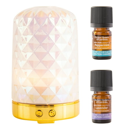 Better Homes & Gardens 3 Piece Textured Iridescent 100 mL Cool Mist Ultrasonic Aroma Diffuser Set