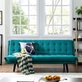 thumbnail image 2 of Modway Glance Tufted Convertible Fabric & Wood Sofa Bed in Teal and Black, 2 of 6