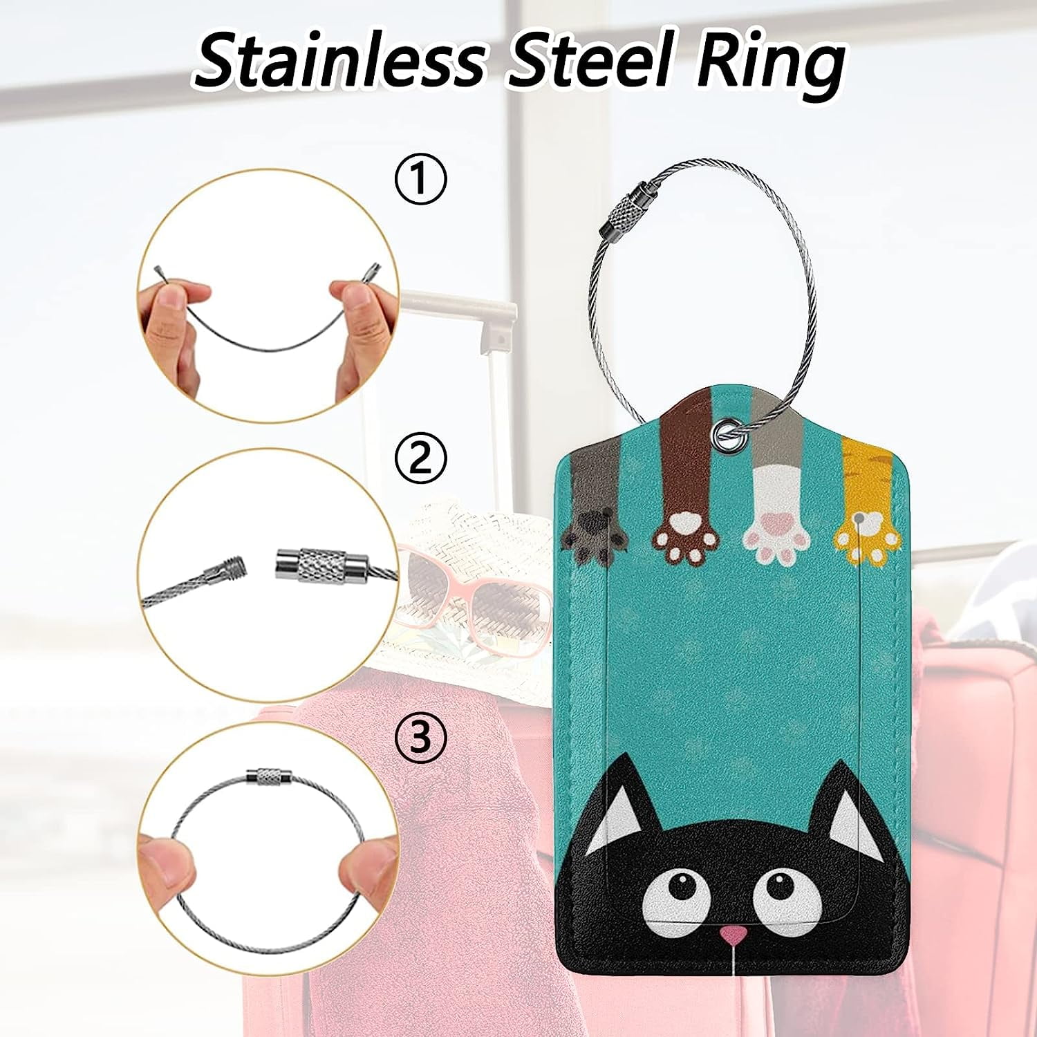 Set of 2 Luggage Tags for Suitcases Travel Leather Cruise Suitcases Tag