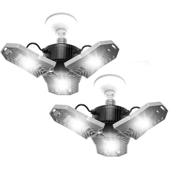 SHIQI-TRIBURST by LED Garage Light High Intensity Lighting with 144 LED Bulb Deformable Garage Lighting Multi-Directional Triple Panel LED Shop Light Ceiling Light, As Seen On TV (Set of 2)