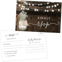 50 Rustic Mason Jar RSVP Postcards for Wedding, Response Cards, Reply Cards Perfect for Bridal Shower, Rehearsal Dinner, Engagement Party, Baby Shower