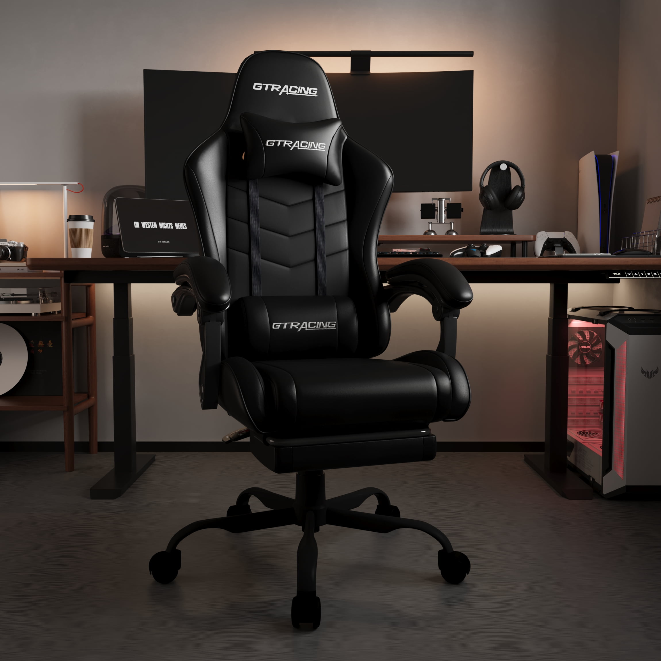 GTRACING GTWD-200 Ergonomic Gaming Chair with Adjustable Pillows and Footrest