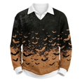 thumbnail image 5 of JULMCOMO Halloween Waffle Polo Shirts for Men All Over Bat Print Long Sleeve Collared Loose Fit Casual Golf Shirts Holiday Party Tops Khaki M, 5 of 6