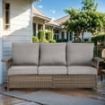 thumbnail image 2 of Gymojoy Brown 1-Piece Outdoor 3 Seater Patio Wicker Couch Rattan Sofa Furniture Deep Seat, Gray, 2 of 7