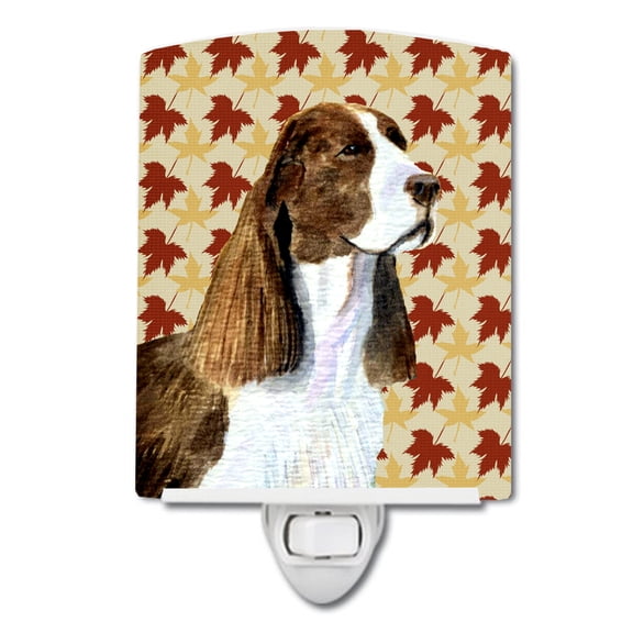 Caroline's Treasures SS4343CNL Springer Spaniel Fall Leaves Portrait Ceramic Night Light, 6x4x3", multicolor