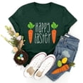 thumbnail image 4 of Prolriy Chemises de Pâques pour Femmes Joyeuses Pâques T-Shirt à Manches Courtes Col Rond Imprimé Lettre Carotte Haut Tenue de Pâques pour Femmes, Hauts Verts TG, 4 of 5