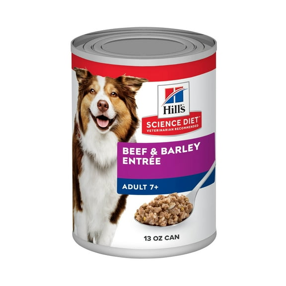 Hill's Science Diet Beef & Barley Wet Dog Food for 7 Senior Dogs, 13oz Can 12pk