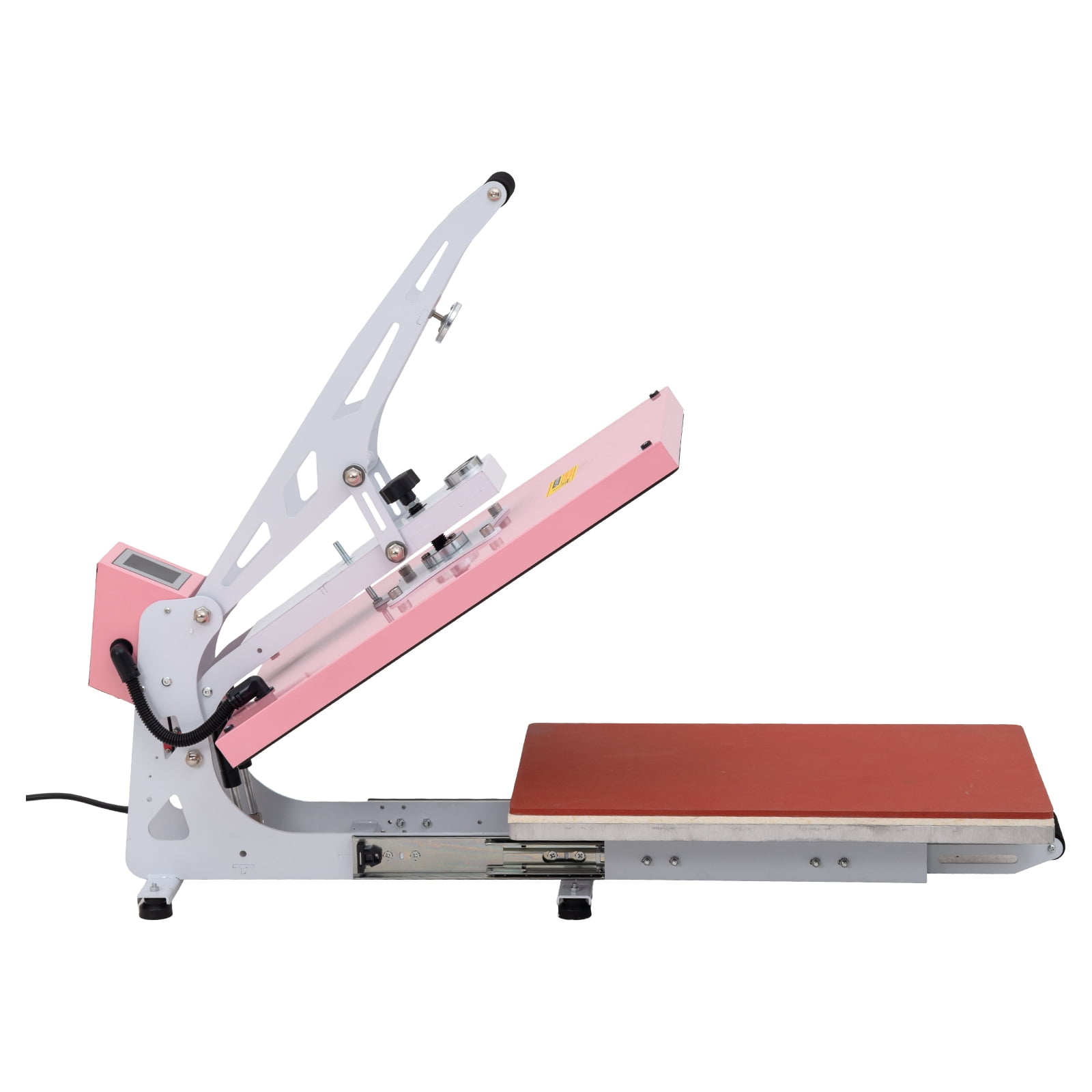 16x24 Inch Heat Press Machine with Slide-Out Base and Teflon-Coated Platen, Semi-Automatic Auto-Open Heat Press for T-Shirts and Sublimation, 1800W, Pink