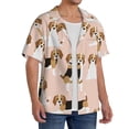 thumbnail image 4 of Gaeub Beagle Dog On Brown Men's Lapel Short Sleeve Shirt, Relaxed Fit Shirt, Soft and Breathable for Outdoors Party Travel - Large, 4 of 7