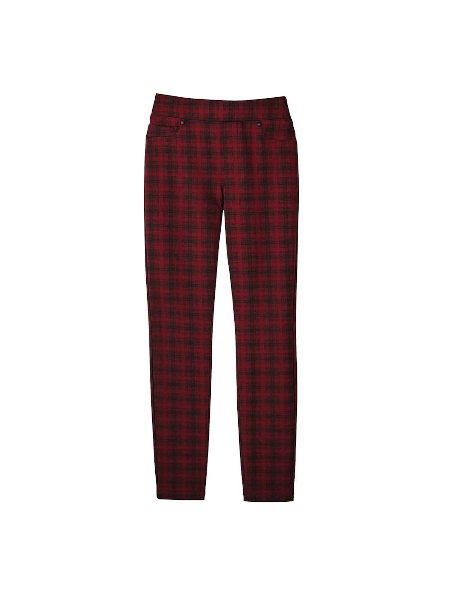 red plaid stretch pants