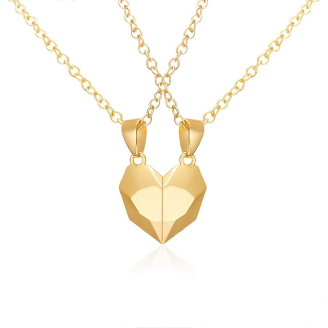 Collar de aleación magnética con forma de corazón de amor de Jinse para parejas, colgante de piedra de los deseos, collar de corazón a corazón, cadena de clavícula con forma de corazón, plata * plat