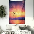 thumbnail image 3 of Sports Tapestry, Paragliding Silhouette over Sea at Sunset with Reflection of Sun Epic Ocean Scenery, Wall Hanging for Bedroom Living Room Dorm Decor, 60W X 80L Inches, Orange, by Ambesonne, 3 of 5