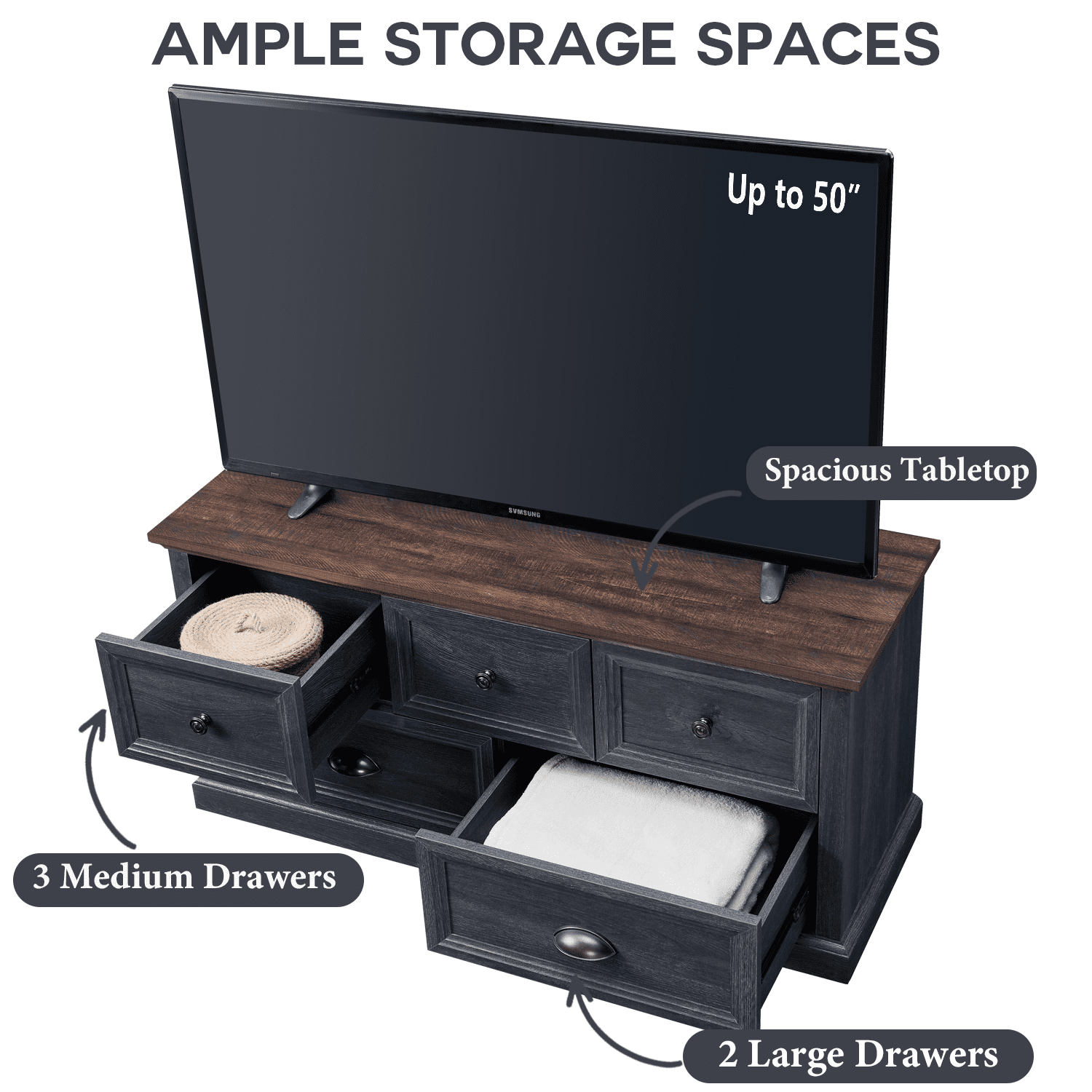 IFGET Dresser for Bedroom with 5 Drawers Tall & Large, Farmhouse Wood Dresser & Chests of Drawers